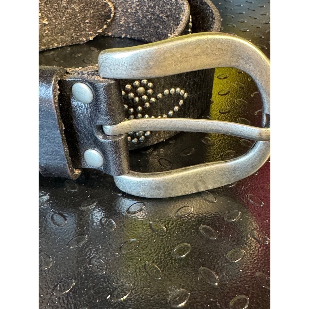 Studded Leather Belt Black Floral Silver Buckle 90s y2k boho cottagecore western